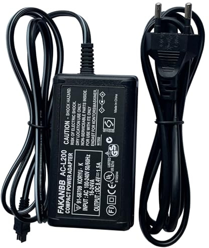 AC-L200 Netzteil für Sony Handycam DCR-SR46 DCR-SR47 DCR-SR42 DCR-SR45 DCR-SR68 DCR-SX85 DCR-SX20 DCR-SX40 DCR-SX41 DCR-SX44 DCR-SX45 DCR-SX60 DCR-SX63 DCR-SX65 HDR-SR10 HDR-CX150 HDR-CX230/260V