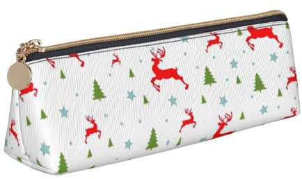 Longzehao Trousse à crayons triangulaire simple imprimée de Noël pour papeterie, cosmétiques, articles de toilette, blanc, taille unique, art déco, Blanc, One Size, Art déco