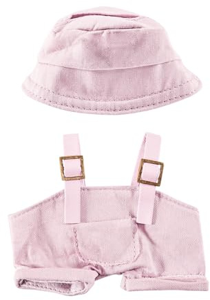 Silkwish Puppenkleidung Set für 17cm Puppe - Puppen Overalls Set für La Puppen, Inkl Rosa Denim Latzhose & Schirmmütze - Modische Puppenkleidung Outfit