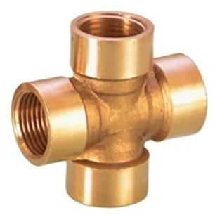 EVANEM Raccord de Tuyau en Laiton, connecteur 4 Voies, Filetage mâle croisé, coupleur cannelé en cuivre, Adaptateur, for Jardin, connecteurs cannelés en Forme de 4(3/8)