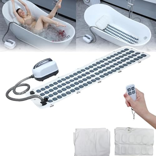 FANYING Tappetino per Vasca da Bagno, Telecomando Wireless + Pulsante, Tappetino per Vasca idromassaggio, Tappetino per bagnoschiuma, Potente Pompa dell'Aria, per Migliorare Il Sonno