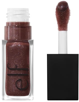 e.l.f. Glow Reviver Plumping Lip Oil, Tinted Lip Plumper for a High-Shine, Plump Finish, Infused with Jojoba Oil, Vegan & Cruelty-Free, Espresso Tonic