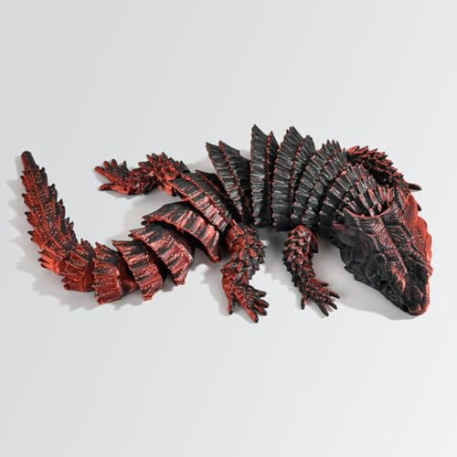 KXWDKJ 3D Tiere 3D Drucke Simulierte Eidechse Gelenkig Flexibel für Zuhause Büro Dekompression Dekor Executive Schreibtischspielzeug-Dark Black Red