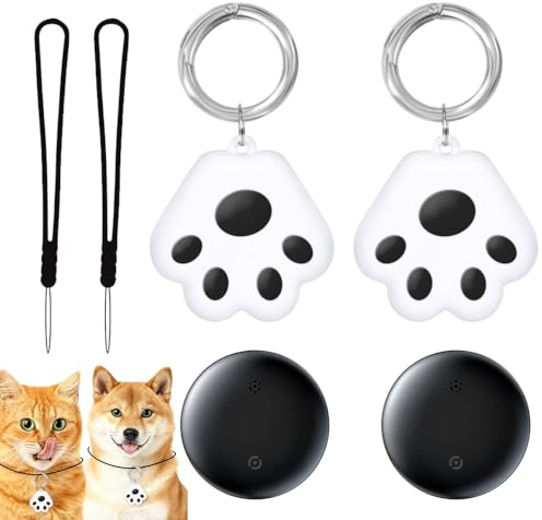 2 Stück GPS Tracker Katze, GPS Tracker Hund, Katzentracker Wasserdicht, Haustier Ortungsgerät, Live-Ortung, Ohne ABO, Weltweite Standortverfolgung (Nur Kompatibel mit iOS)