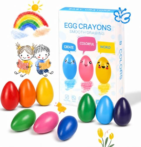 9 Colours Egg Crayons Colours Chunky Crayons for Toddlers Easy Grip