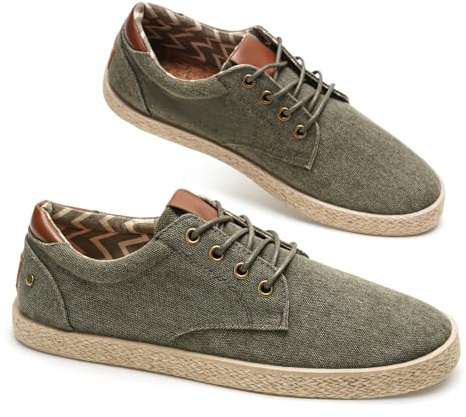 GLAMORA Scarpe in Tela con Lacci, Sneakers Casual Traspiranti, Calzature Estive Leggere, Suola in Gomma Antiscivolo, Effetto Lavato, Stile Corda Naturale