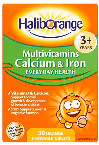 Haliborange Kids Multivitamin Calcium and Iron Tablets, Orange, 30 Count