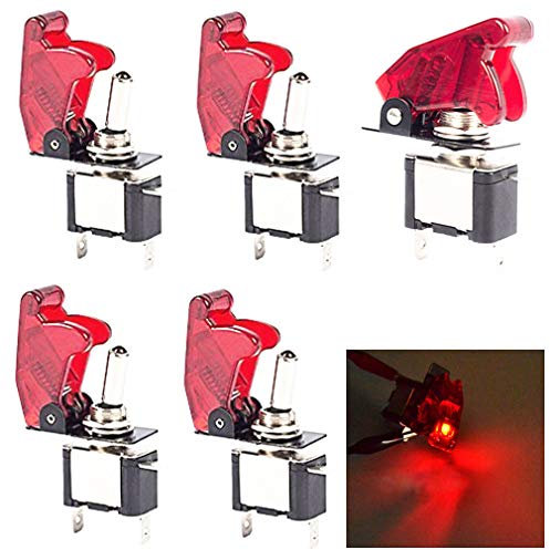 Qiorange 5X Kill Switch Auto Lastwagen KFZ Boot 12V 20A Rot Look LED Kippschalter Schalter LED Licht Schalter EIN/AUS