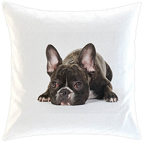 Kissen/weiches Kuschelkissen mit Füllung 40x40cm - Motiv: Französische Bulldogge nachdenklich | 027