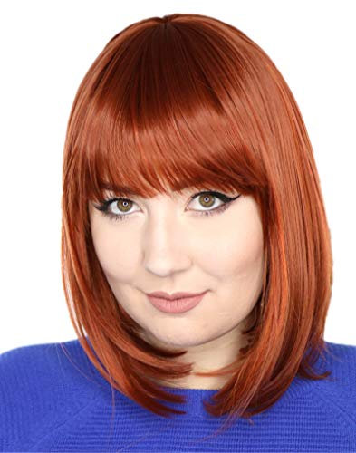 Prettyland Rot-Orange kupferrot Rot Bob Mittellange Kurze Natürlich Matte Glatte Statikfreie Perücke Anemie red orange Short Wig C1450