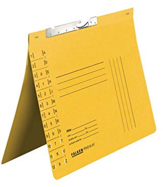 Original Falken 50er Pack Pendular Pendelhefter. Made in Germany. Aus Recycling-Karton mit Behördenheftung und Schlitzstanzung für DIN A4 gelb Hefter Blauer Engel