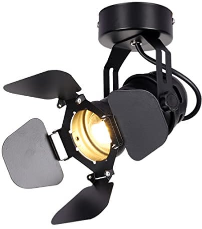 YOXANG Spots de plafond LED Lumière Industriel Noir Plafonnier Projecteur/Spots muraux Ajustable Angle Intérieur Décor Lustre Salle de séjour Chambre à coucher Éclairage COB Bulbe 5W Lumière chaude
