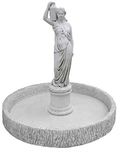 Runder Steinbrunnen Springbrunnen Brunnen Krugfrau Frau mit Krug Beckenbrunnen Wasserspiel Gartenbrunnen 278KG