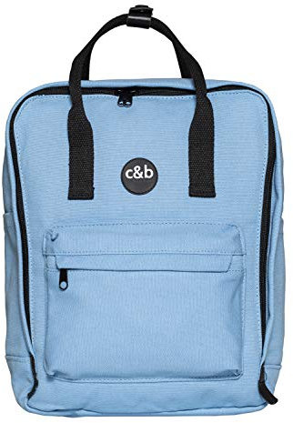 cecilia&bens Canvas Rucksack Damen Herren Schulrucksack Notebook bis 14 Zoll und A4 Blöcke, Farbe:hellblau