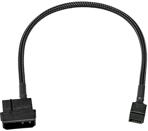 CRJ Electronics 1 ft Black Sleeved Molex to SATA Power Adapter Cable - 4-Pin Male to 6-Pin Female, Powers Slimline DVD & Blu-Ray Drives