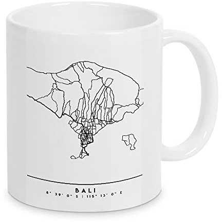 artboxONE Tasse Bali Indonesia Black City MAP von Emiliano Deificus - Kaffeetasse Städte