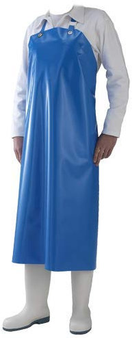Delantal de proteccion para pescadero, carnicero, charcutero en poliuretano azul flexible