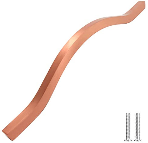 Decoranddecor Bow Brushed Matt Copper Gold Rose Kitchen Bathroom Bedroom Cabinet Door Knobs Drawer Furniture Handles (192mm Hole Center, Brushed Copper (Gold Rose)