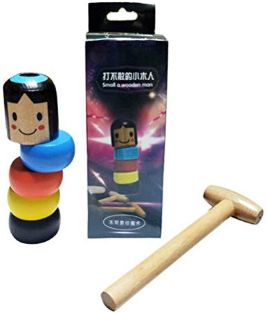 Kylewo Hölzernes magisches Spielzeug,Spielzeug Hämmern, unsterbliche Daruma Halloween zaubertricks lustige Spielzeug bühne zauberrequisiten lustige holzspielzeug automatische montieren