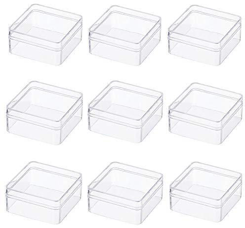 BENECREAT 10 Pack Cajita de Almacenamiento Contenedores de Plástico de Alta Transparencia 6x6x3cm para Artículos de Belleza, Cuentas Pequeñas, Hallazgos de Joyería y Otros Artículos Pequeños