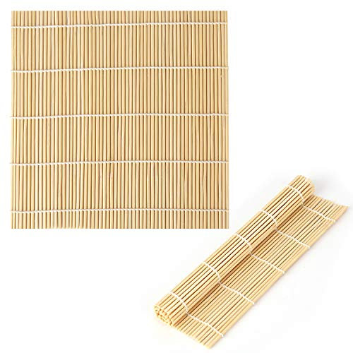 LUTER 9 x 9.5 Pouces Bambou Naturel Tapis à Sushi Outil De Fabrication De Sushi Rouleau à Sushi Pour Faire Des Sushis (2pcs)