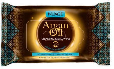 Nuage Argan Oil Cleansing Facial Wipes, Twin Pack (Pack of 6)