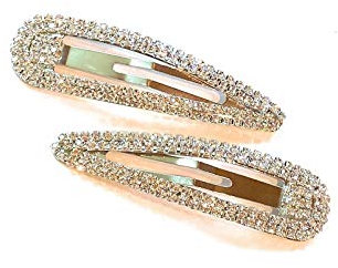 Mia Beauty Medium Strass Snip Snaps Haarspangen Haarschmuck f r Frauen Teens Dress Up Casual Trendy | Klare Steine + Silber Metall
