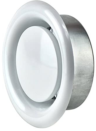 Steinberg14 White 125mm Air Exhaust Valve - 5 inch Extractor Fan Vent Cover - Round Adjustable Air Vent - Bathroom Diffuser - Wall Vent Cover - Ceiling Metal Ventilation Grille