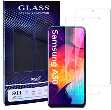 Lot de 2 films de protection d'écran en verre trempé pour Samsung Galaxy A50 (SM-A505F), ultra résistants, sans bulles, 9H, anti-rayures, compatible avec Samsung Galaxy A50 (SM-A505F).
