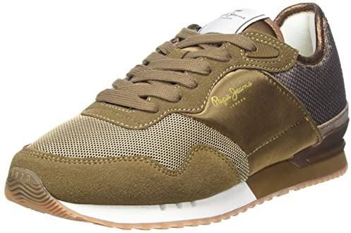Pepe Jeans Damen London W Sequins Sneaker, Brown (Concrete), 38 EU