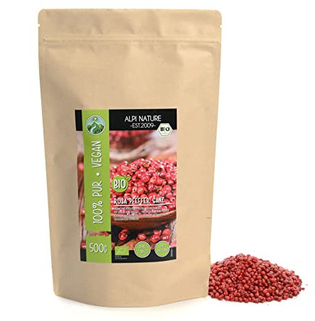 Alpi Nature Poivre Rose en Grain BIO 500g, Grains de Poivre Rose Entiers pour la Cuisine et Mélanges d'Épices