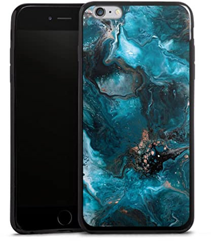 DeinDesign Slim Case extra dünn kompatibel mit Apple iPhone 6s Plus Silikon Handyhülle schwarz Hülle Marmor Meer Blau