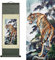 Valart Rollbild aus Seide Asiatisch Wand Dekoration Seidenmalerei Tier - Abschreckung Tiger - Tiger Megatron Schön Chinesische Kunstwandrolle Hängende Bildrolle Orientalisches Dekor(92 x 30 cm)
