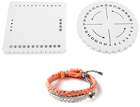 Packung mit 2 10 Cm Runden Quadratischen Kumihimo-Handseil-Zopfmachern für Flache Zöpfe und Armbänder, Disc-Spitzengeflecht-Seilarmband, Handgeflochtene Scheiben(S-Kreis und Quadrat)