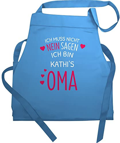Schürze - Großmutter - Ich muss nicht Nein sagen ich bin die Oma mit Name - 60x87 - Hellblau - personalisierung für gifts for grandmas grandma kochschürze personalisierte omi
