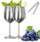 2 pezzi Calici da Vino,500ml Bicchieri da Champagne in Acciaio Inox,Bicchieri da Vino in Acciaio Inossidabile,Bicchieri da Cocktail per Vino,per Succhi di Frutta Champagne Feste Barware (Argento)