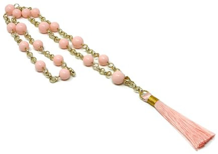 Collana Lunga Donna in Pasta di Corallo Rosa Chiaro con Nappina in Seta – Gioiello Artigianale Made in Italy – Regalo Elegante per Lei - DodiGioielli