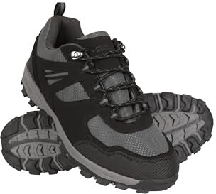 Mountain Warehouse McLeod Mens Shoes - Lightweight All Season Shoes, Durable Walking Shoes, Breathable Hiking Shoes, Mesh Lining Running Shoes - for Travelling, Camping Jet Black Adult Shoe Size 8