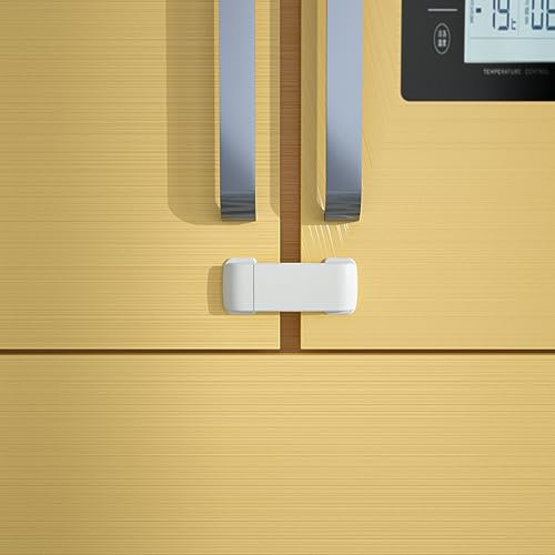 SAFELON 2 Stück Baby Safety French Fridge Türschloss, kindersicheres doppeltüriges Kühlschrankschloss, Schrankschrankschloss für Kleinkinder & Babys, kein Bohren & keine Werkzeuge (Weiß)