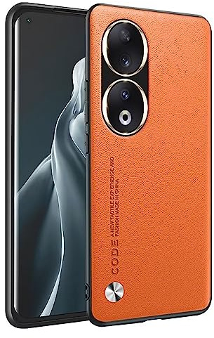 HONLEN Custodia per HONOR 90 5G (6.7 Inches) Cover per Telefono Aziendale con Retro in Pelle, Arancia