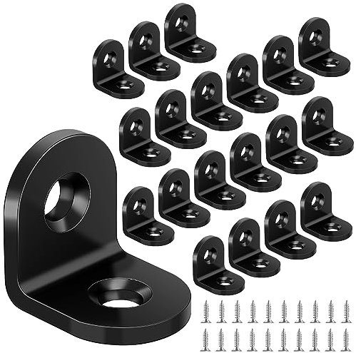 Yeepeo 20 Stück Winkelverbinder 20 × 20mm, Schwarz Edelstahl Winkel Metallwinkel 90 Grad L Form Möbelwinkel Edelstahlwinkel Winkel Klein Mit 40 Schraube für Holz Möbel Tabelle Stuhl