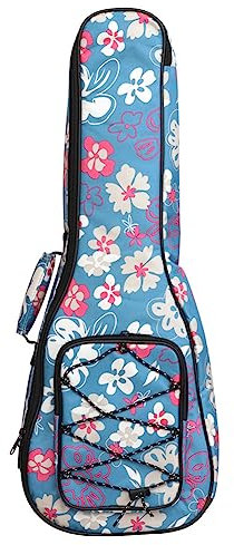 Surwin Borsa Ukulele Soprano Custodia Ukulele 21 23 26 Pollici con Imbottitura Cinghie Regolabile Maniglia per il Trasporto, Imbottitura Spessa e Custodia (21 pollici,fiore blu)