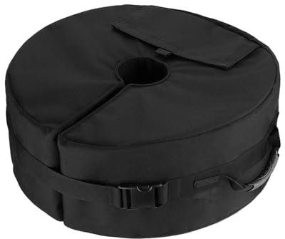 KVBUCC 1pc Black Parasol Base Bag, Parasol Base Sandbags, Outdoor Parasol Weight Rack, Adjustable Diameter, Suitable for Various Parasols