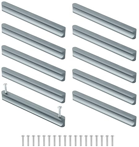 Coptiner 10 Stück Möbelgriffe Küchengriffe 128 mm Lochabstand Schrankgriffe Grau Aluminiumgriffe Schubladengriffe Stangengriff Möbel Kabinett Griffe für Küchenschränke, Schublade