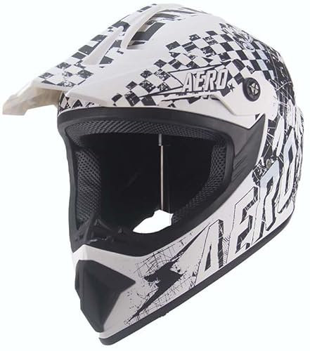 Kinder Crosshelm Skeleton AHP – Motorradhelm für Kinder, ABS-Schale, robuster Kinderhelm für Downhill, Quad und Motocross, Weiß matt, Größe XS, 51 – 52 cm