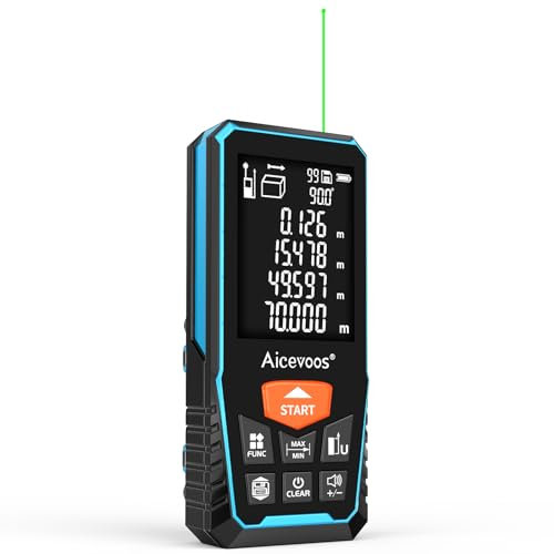 Aicevoos Metro Laser, Misuratore Laser 393ft/120m con Livella Digitale, Grande Schermo Retroilluminazione, Telemetro Laser con Commutazione dell'unità M/in/Ft, Fascio verde