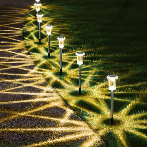 Liyade Solarlampen für Außen Garten, 8 Stück Solarleuchten für Garten Warmweiß IP65 Wasserdicht Solarleuchten Garten Deko für Rasen, Terrasse, Hof, Geschenke,Wege