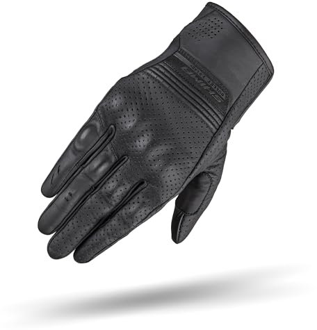 SHIMA BULLET Motorrad Handschuhe Damen Leder Kurze Sommer Motorradhandschuhe Schutz Touchscreen Stadt Lederhandschuhe Motorcycle Belüftet Verstärkt Perforiertes Leicht (Frauen, Schwarz, L)