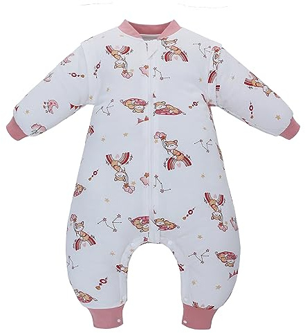 Baby Schlafsack mit Füßen 2.5 TOG Warm Gefüttert Winter Kinder Schlafsack abnehmbaren Ärmeln for Junge Mädchen