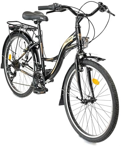 26 Zoll Grace Kinderfahrrad Shimano 21-Gang mit Beleuchtung Schwarz